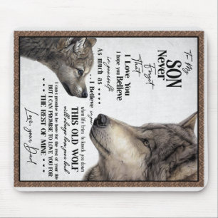 Wolf voor mijn zoon vergeet nooit je vader cadeau  muismat