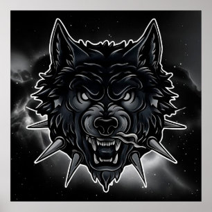 Wolf Wandschildering Prikkeldraad Kraag Slaapkamer Poster