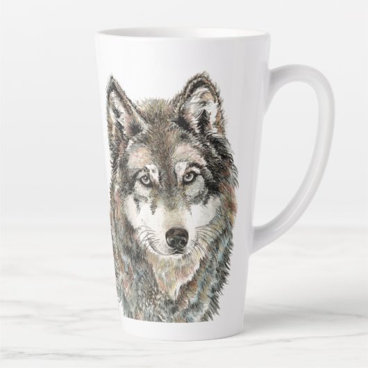 Wolf waterverf Animal Wolves Latte Mok (Rechts)