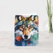 Wolf Waterverf Wenskaart Kaart (Voorkant)