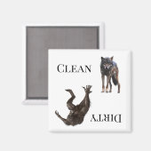 Wolf Werewolf Clean Dirty Dishwasher Magneet (Voorkant / Achterkant)