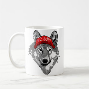 Wolf White&Black Red Baseball Pet Name Team T-Shir Koffiemok