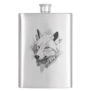 Wolf Wild Animal Natuur Illustratie Art Tattoo Flacon