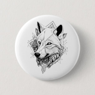 Wolf Wild Animal Natuur Illustratie Art Tattoo Ronde Button 5,7 Cm