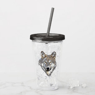 Wolf wild dier hoofd acryl drinkbeker