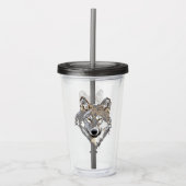 Wolf wild dier hoofd acryl drinkbeker (Voorkant)
