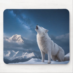 Wolf wild majestueus dier op een sterrenstelsel na muismat