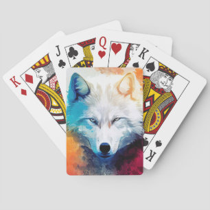 Wolf Wilde Natuur Dier Kleur Kunst Schilderij Pokerkaarten