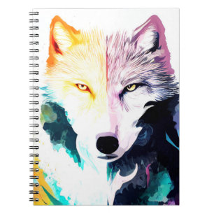 Wolf Wilde Natuur Dierlijke Kleur Kunst Schilderen Notitieboek