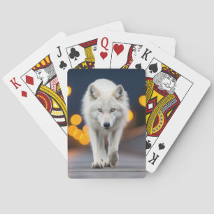 Wolf Wildlife Dier Op Straat Buiten Pokerkaarten