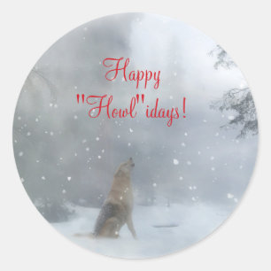 Wolf Wildlife Kerst stickers