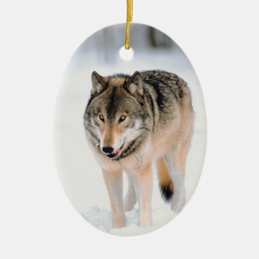 Wolf Wildlife kerstfeestdagen - Verkleuringen Keramisch Ornament (Voorkant)