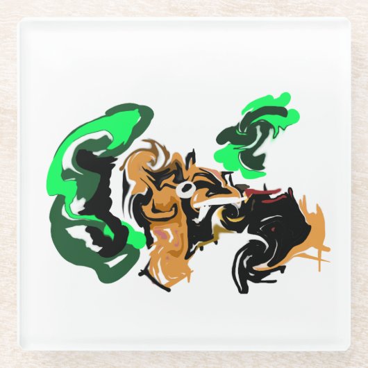 Wolf  winter  joy glazen onderzetter (Voorkant)