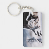 Wolf Winter Kasteel Fantasie Sleutelhanger (Voorkant)