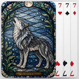 Wolf Winter Woud Illumina Glas-in-lood Pokerkaarten