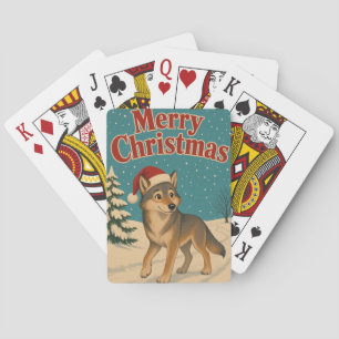 Wolf Winterpad Dier Kerstmis Pokerkaarten