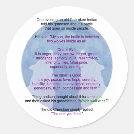 Wolf Wisdom Ronde Sticker (Voorkant)