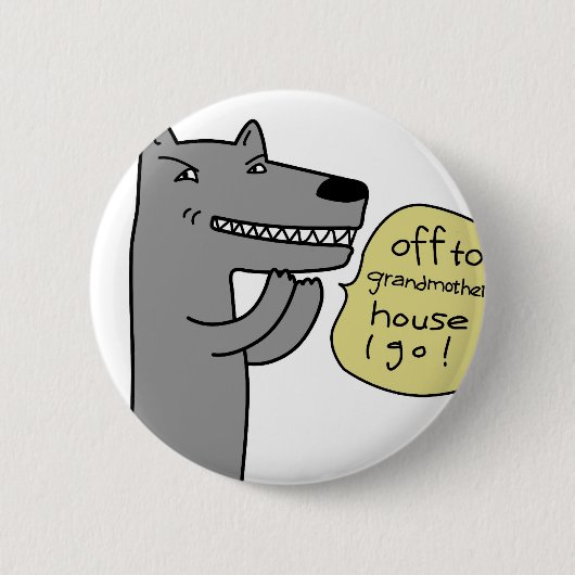 Wolf (wit) ronde button 5,7 cm (Voorkant)