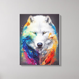 Wolf Witte wolf Dier Ontdekking Avontuur Natuur Canvas Afdruk