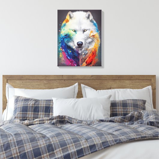 Wolf Witte wolf Dier Ontdekking Avontuur Natuur Canvas Afdruk (Insitu (Slaapkamer))