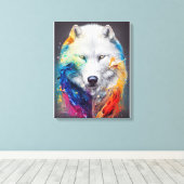 Wolf Witte wolf Dier Ontdekking Avontuur Natuur Canvas Afdruk (Insitu (Houten vloer))