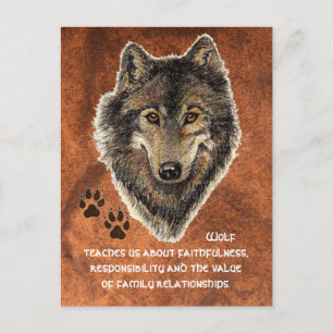 Wolf, Wolven Animal Totem, Natuur Guide Briefkaart