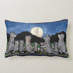 Wolf Wolven die naar Moon Night Designer Pillow ga Kussen