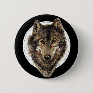 Wolf, Wolven, Waterverf dier, Natuur Ronde Button 5,7 Cm