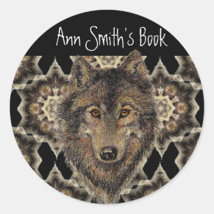 Wolf, Wolven, Wilde Dier, Natuur, Boek Bord Ronde Sticker
