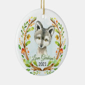 Wolf Woodland Kerstfeestay Keepslag Keramisch Ornament (Rechts)