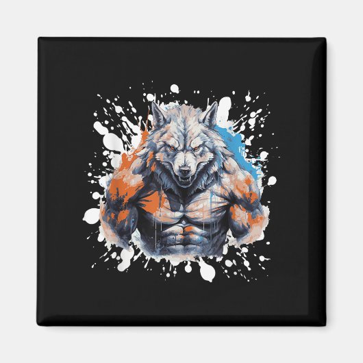 Wolf Workout Gym Fighter Bodybuilder  Magneet (Voorkant)