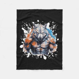Wolf Workout Gym Vechters Bodybuilder Fleece Deken