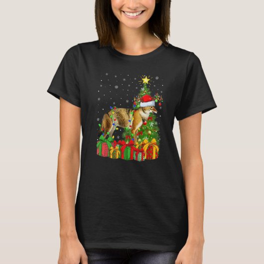 Wolf Xmas Holiday Santa Wolf Christmas Tree T-shirt (Voorkant)
