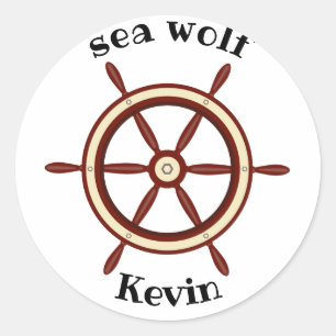 "WOLF-ZEE", stuurwiel, gepersonaliseerd Ronde Sticker