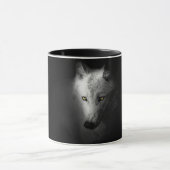 Wolf, zwarte en witte wolffoto mok (Midden)