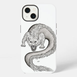 Wolfdraak zwart-wit ontwerp iPhone 13 hoesje