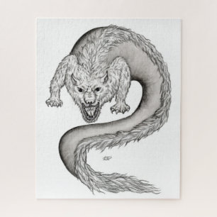 Wolfdraak zwart-wit ontwerp legpuzzel