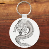 Wolfdragon zwart-wit design sleutelhanger (Voorkant)