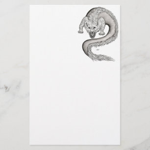 Wolfdragon zwart-wit ontwerp briefpapier