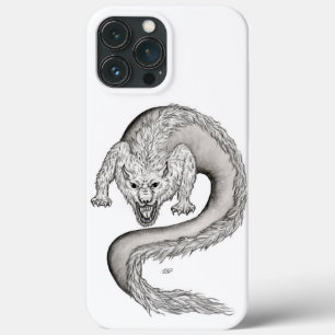 Wolfdragon zwart-wit ontwerp iPhone 13 pro max hoesje