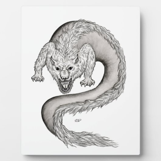 Wolfdragon zwart-wit ontwerp fotoplaat (Voorkant)
