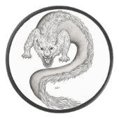 Wolfdragon zwart-wit ontwerp hockey puck (Voorkant)