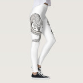 Wolfdragon zwart-wit ontwerp leggings (Rechts)