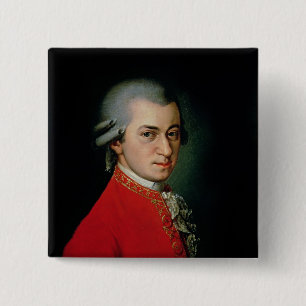 Wolfgang Amadeus Mozart, 1818 Vierkante Button 5,1 Cm