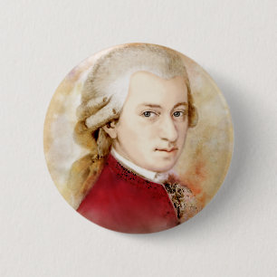 Wolfgang Amadeus Mozart im Aquarell Stil Ronde Button 5,7 Cm
