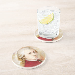 Wolfgang Amadeus Mozart im Aquarell Stil Zandsteen Onderzetter