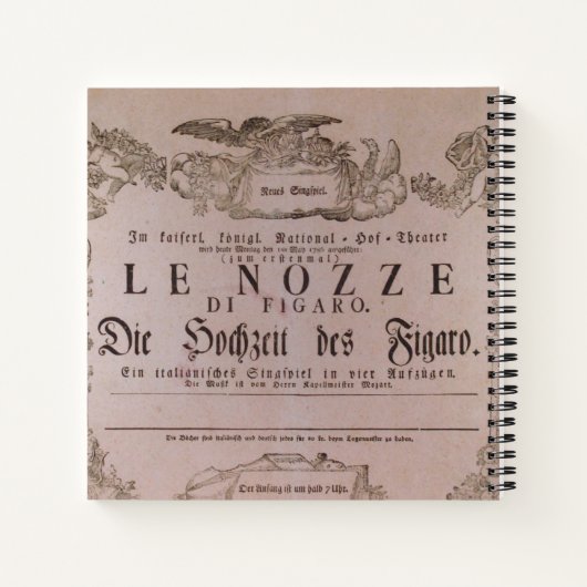 Wolfgang Amadeus Mozart met de handtekening Figaro Notitieboek (Achterkant)