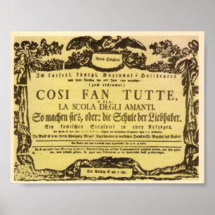 Wolfgang Amadeus Mozart Oper - Cosi fan tutte Poster