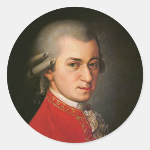 Wolfgang Amadeus Mozart Portret Ronde Sticker