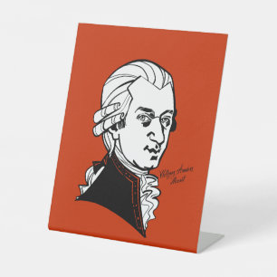 Wolfgang Amadeus Mozart Reclamebord Met Voetstuk